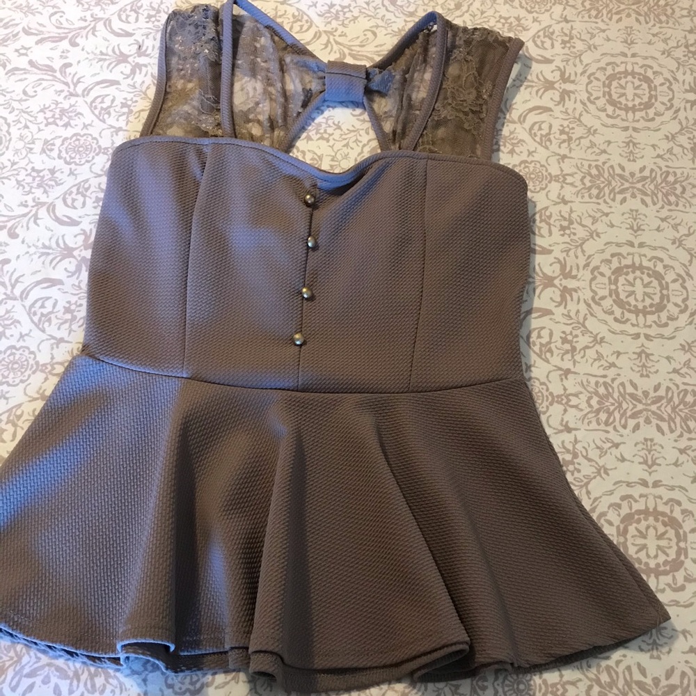 Peplum Lace-back Peplum Top L